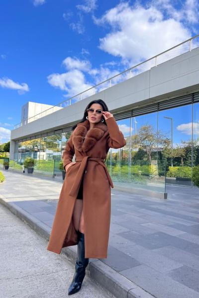 A Kalite Birinci Sınıf Kaşe pamuk Kaban Kahverengi