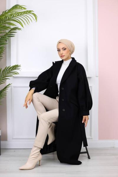 Kaşe pamuk Kaban Siyah