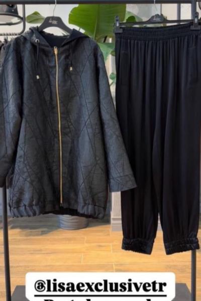 Lisa Fermuarlı Takım Siyah