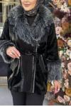 My312 Tasarımlı Özel Kürk Detaylı Kaban Siyah