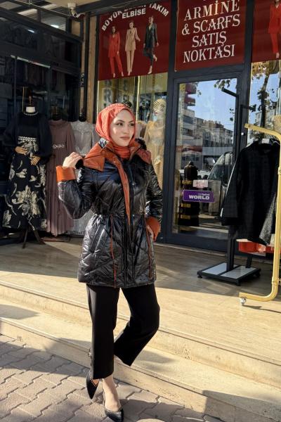 Trenç Markasına Ait Siyah kremit Rugan Tasarım  Siyah Tarçın